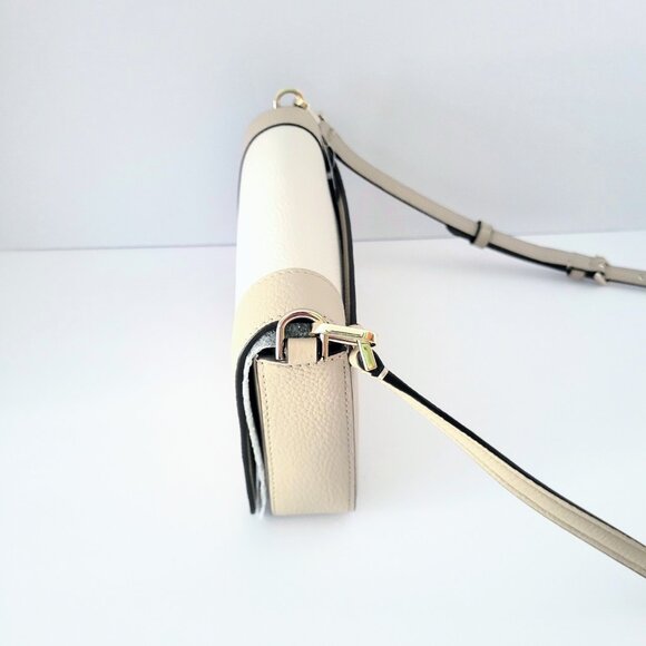 Kate Spade KH792 Lena Colorblock Pebbled Small Flap Crossbody Handbag Light Sand - Picture 3 of 6